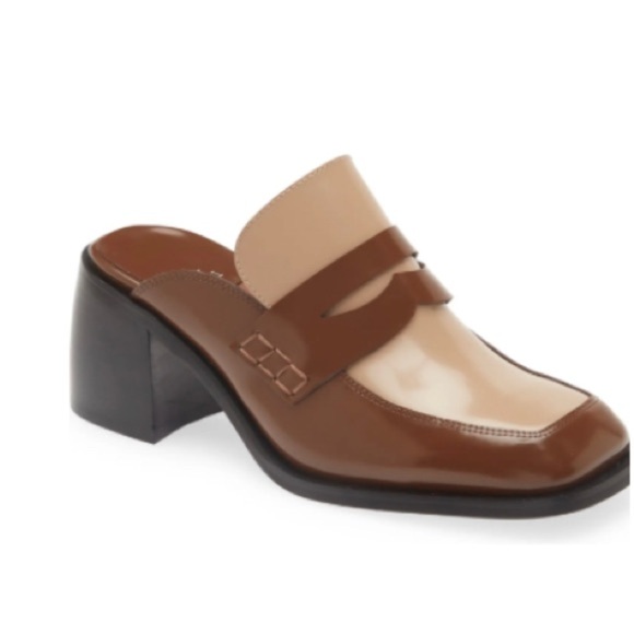 Jeffrey Campbell Ecole Leather Loafer Mules Heels - Women’s Size 7 - New In Box